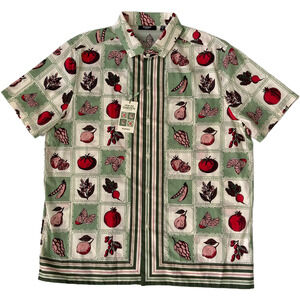 Murano Casual Shirt Men's XL "From the Garden" Slim Fit Short Slv Green/Red NEW